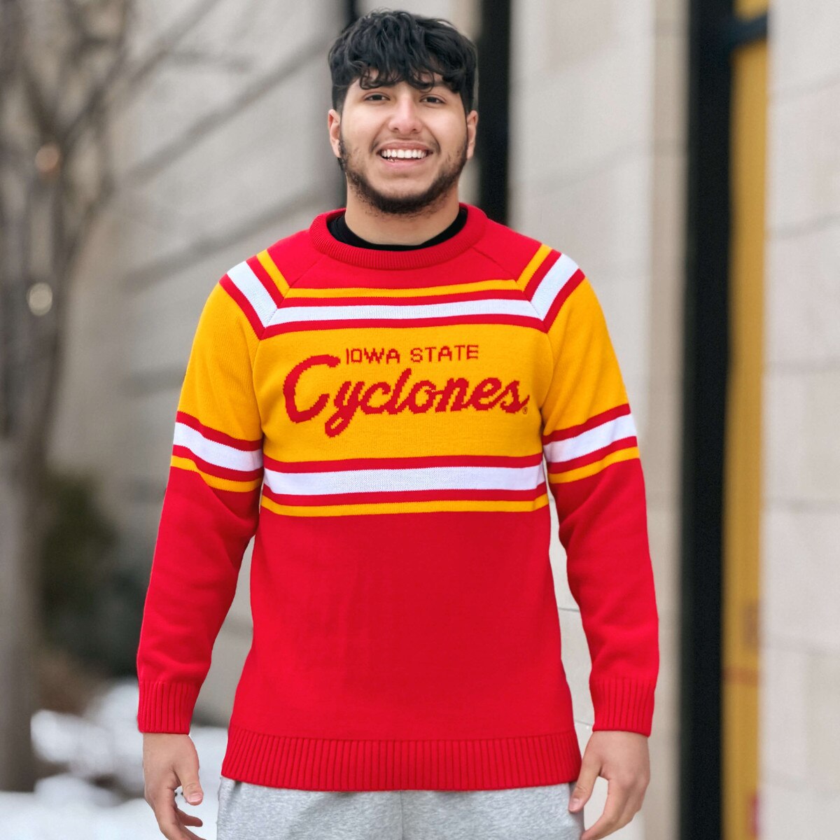 Charlie Hustle Iowa State Cardinal Striped Knit Sweater